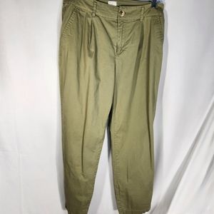 a new day Olive Cotton Blend Pleated Front Pants with Pockets Size 10